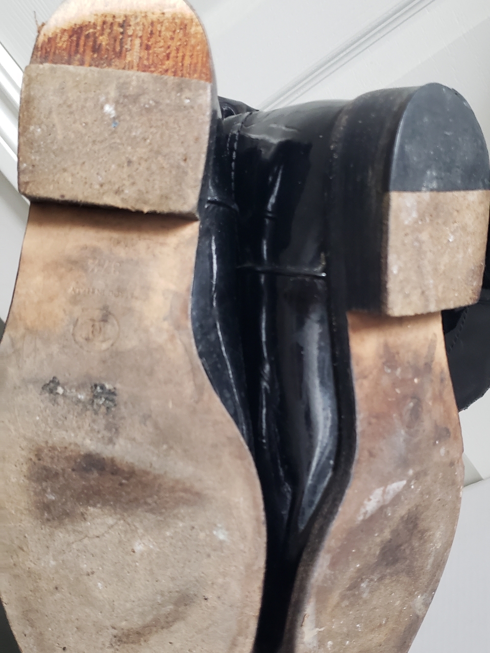 Chanel Patent Leather Knee-High Boots with Embossed Logo - Picture 11 of 14